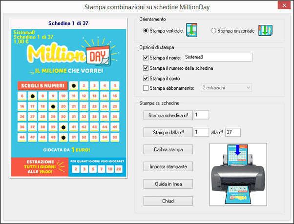 Stampa su schedine MillionDay