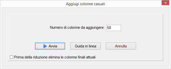Aggiungi o elimina colonne casualmente