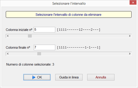 Elimina colonne Totocalcio