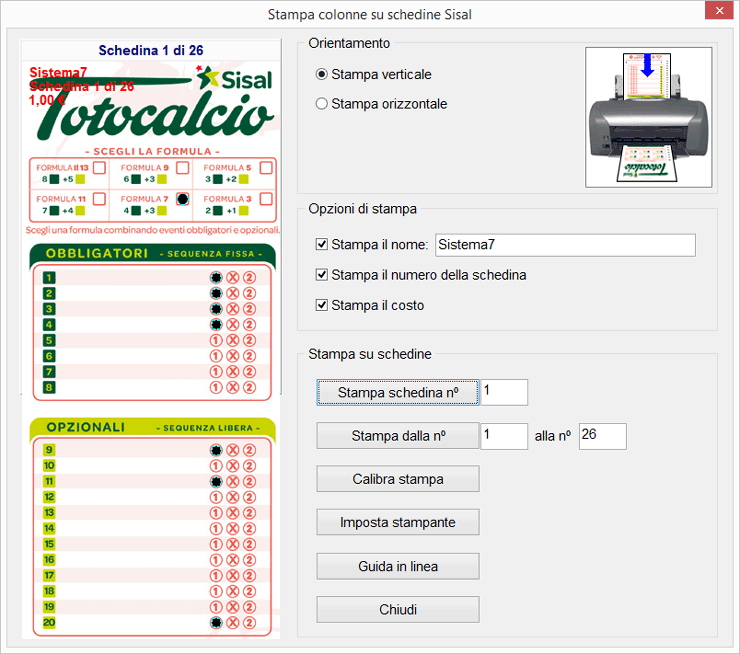 Stampa su schedine Totocalcio