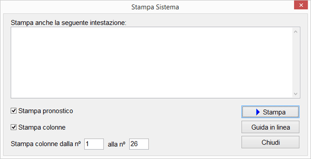 Stampa sistema Totocalcio